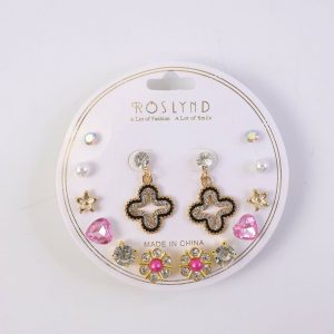 Korean Style Multi Design Earrings Set for Women | Pearl, Butterfly & Crystal Stud Combo | Trendy Fashion Jewelry Collection (Pack Of 7)