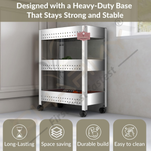 Stainless Steel 3-Tier Vegetable Storage Trolley Silver