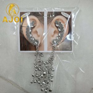 Leaf Cascade Silver Kasmiri Earrings