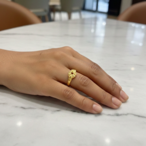 Classic Gold-Tone Leaf Motif Designer Ring – Pack of 6 (Mix Collection)