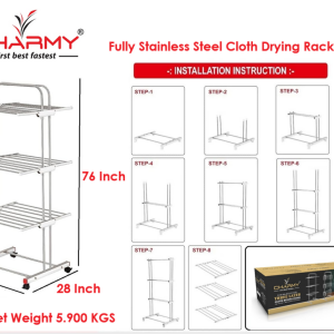 Foldable Cloth Drying Stand with Wheels