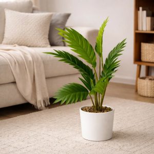 Artificial Palm Leaf Plant with Pot for Home & Office Table Décor