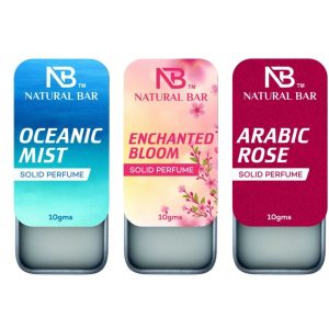 Natural Bar Oceanic Mist, Arabic Rose And Enchanted Bloom solid perfume Combo (3pc/10gm)