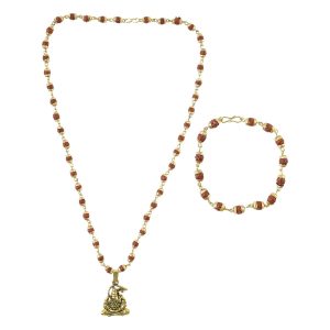 Hanuman Rudraksha Necklace Mala With Bracelet Combo