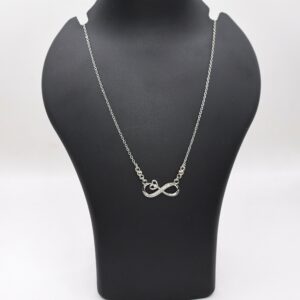 AD Infinity & Heart Silver Tone Pendant Necklace for Women