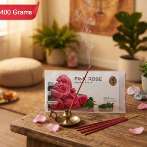 Pink Rose Incense Sticks Charcoal-Free Fragrance Agarbatti for Home Temple Pooja Meditation Prayer Aromatic Dhoop Sticks Pack