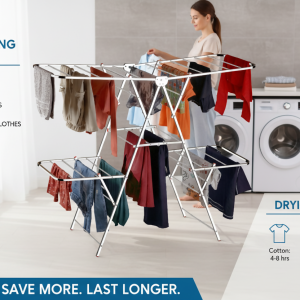 Double-Layer Foldable Stainless Steel Clothes Drying Rack (150×76×127 cm)