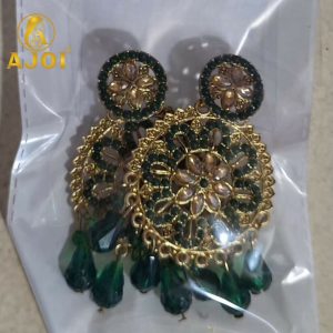 Green Floral Earrings