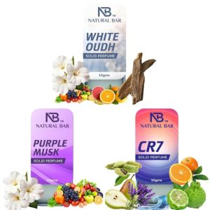 Cr7, White Oud And Purple Musk solid perfume Combo (3pc/10gm)
