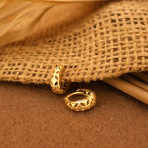 Gold Filigree Huggie Hoop Earrings with AD kan ki bali