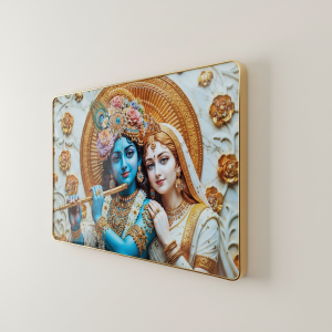 Luxury Radha Krishna Divine Gold Finish Wall Art Frame Home Decor