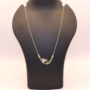 Dainty Gold Plated AD Heart Love Pendant Necklace For women and girls