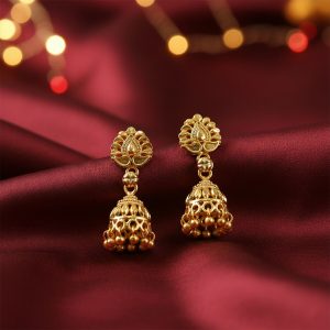 Traditional Gold Plated Jhumka Earrings for Women – Elegant Ethnic Drop Jewelry