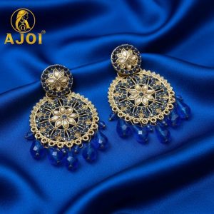 Blue Floral Statement Earrings