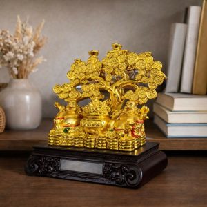 Golden Laughing Buddha Money Tree Showpiece for Home & Office Décor