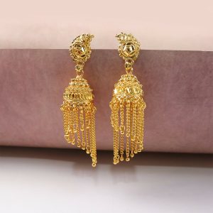 Traditional Long Chain Tassel Jhumka Earrings for Women & Girls Festive Jewelry
