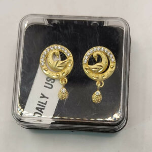 Gold Peacock Stud Earrings with AD for women and girls
