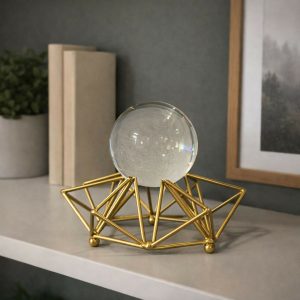 Crystal Ball Decorative Showpiece with Metal Stand for Home & Office