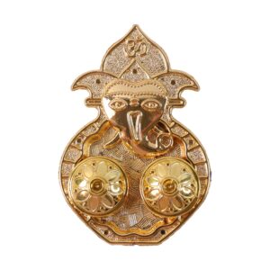 Traditional Golden Lord Ganesha Kumkum Dish  (1 Pc)