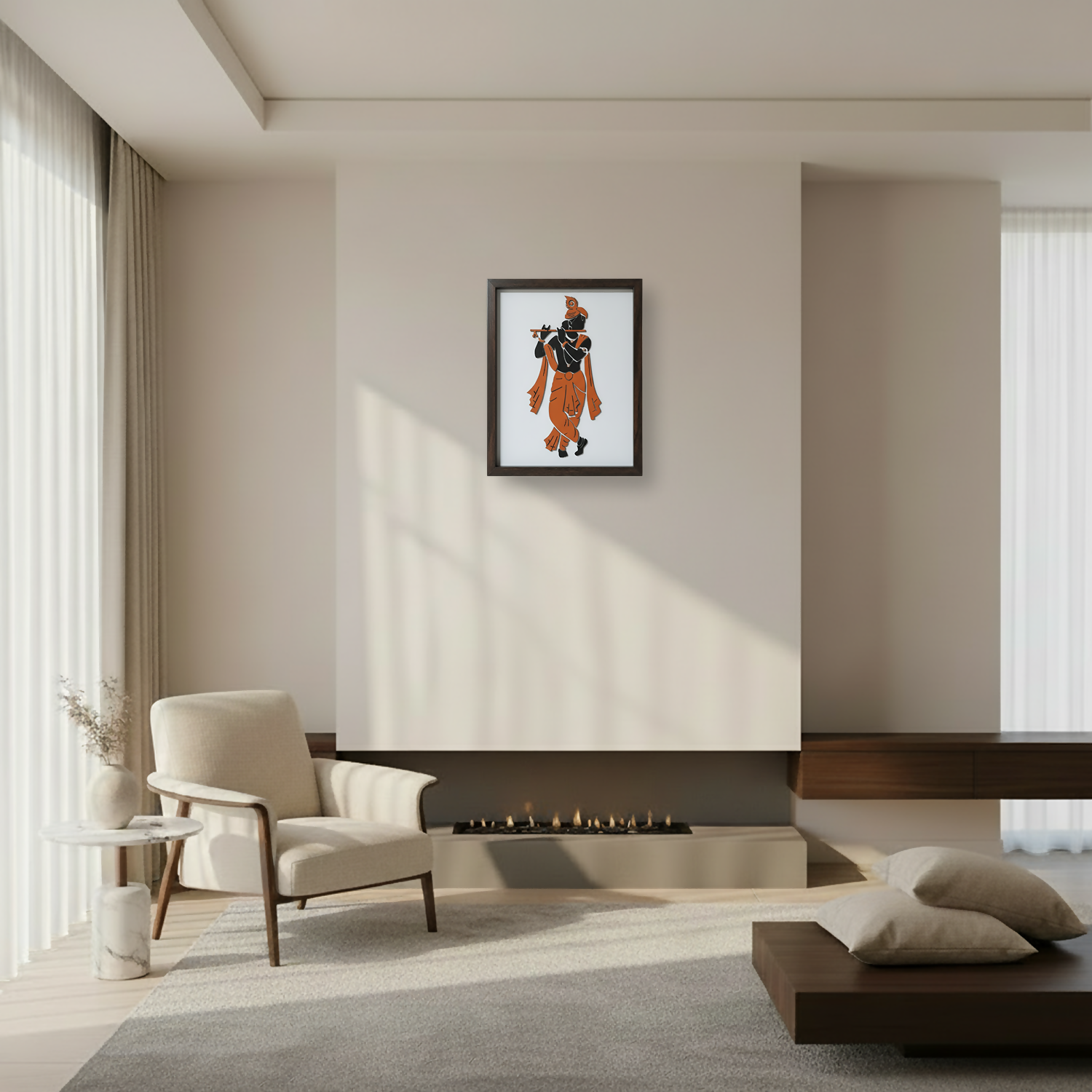 Krishna Wall Art Frame | Premium Minimalist Spiritual Wall Art for Living Room, Bedroom & Meditation Space - Image 5