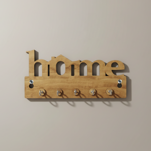 Wooden Key Holder for Wall “Home” – Handcrafted MDF Key Organizer | Decorative Wall Key Stand