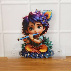 Krishna Design Wooden Key Stand for Wall with 6 Hooks