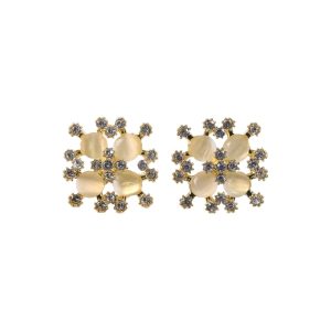 Elegant Floral Crystal Stud Earrings for Women And Girls