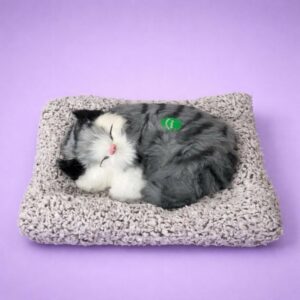 Sleeping Cat Showpiece for Home & Car Dashboard Decor | Soft Fur Look