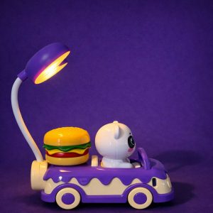 Purple Panda Car LED Desk Lamp with Pen Holder Kids Study Table Lamp
