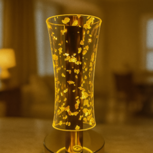 Premium Crystal Glow LED Touch Lamp for Home Décor | Golden Acrylic 3D Effect Night Lamp with Warm Ambient Light | Rechargeable Bedside Table Lamp for Bedroom, Living Room, Café & Gifting | Pack of 1