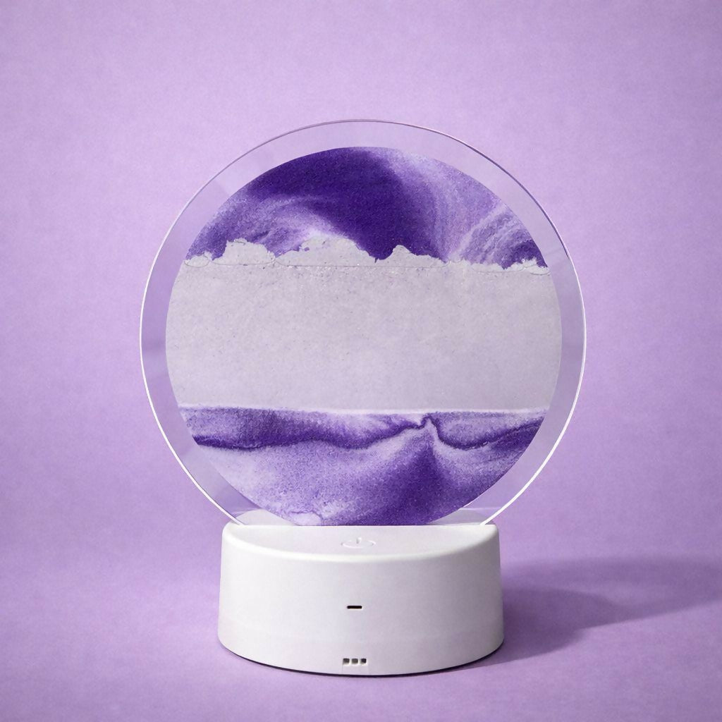 LED Round Static Purple Sand Art Lamp | Ambient Decorative Night Light Décor - Image 4