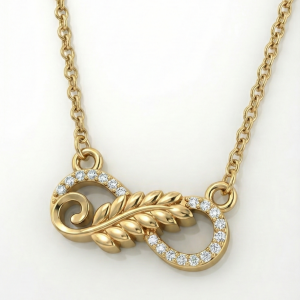 Gold Infinity Leaf Necklace with AD Accents Dainty Nature-Inspired Pendant for Women Daily Use