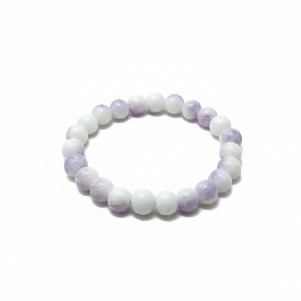 Dual-Tone Purple Beaded Stretch Bracelet