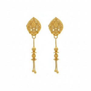 Long Chain Beads Golden Earrings for Women & Girls – Traditional Fancy Jewellery Gift