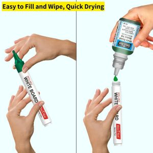 Refillable Green Whiteboard Marker Pen Set of 10 with Bullet Tip for Office, School & Teaching Use