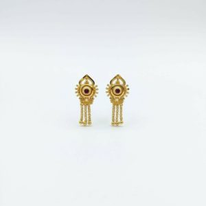 Nice 3 Line Golden Earrings for Women & Girls – Traditional Fancy Jewellery Gift