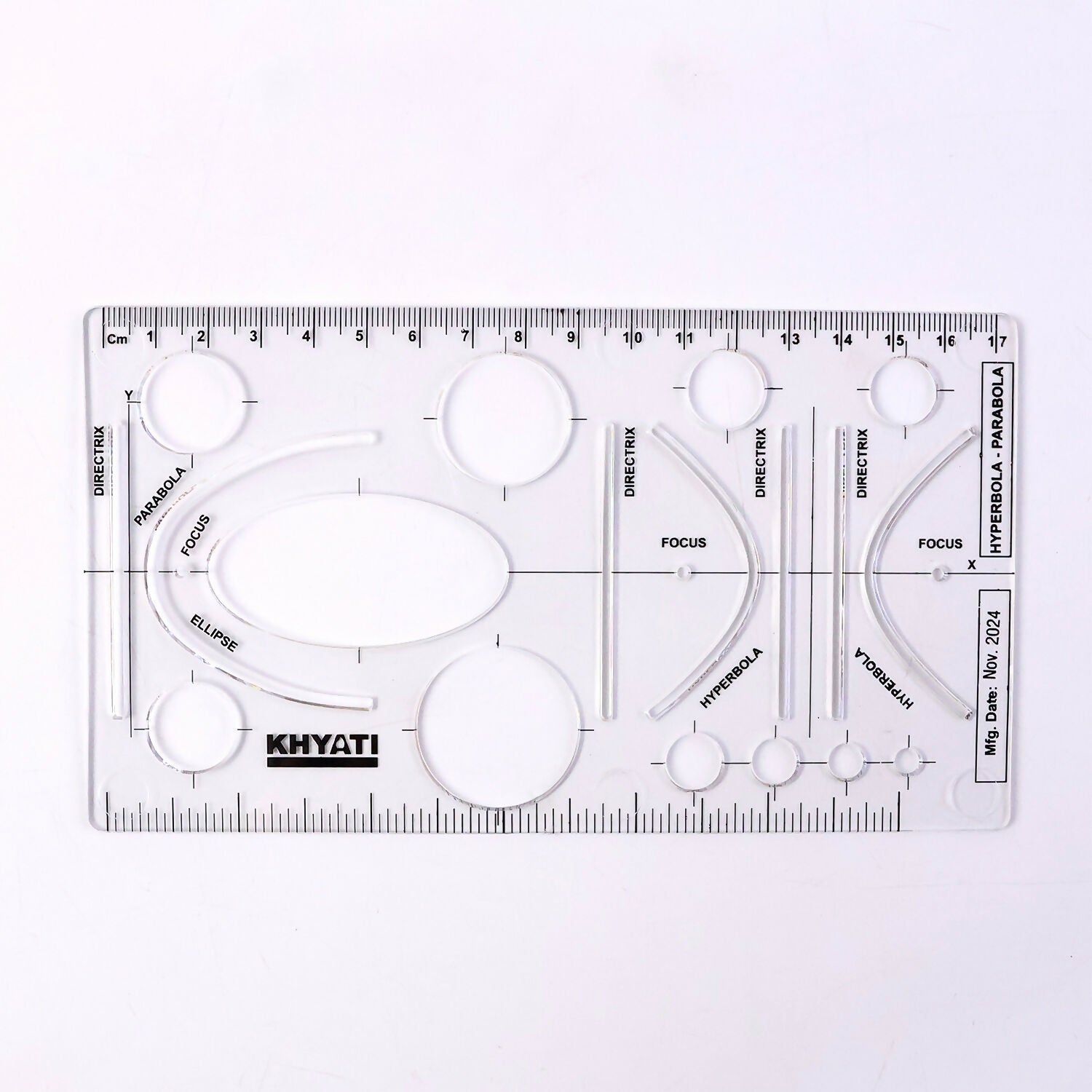 Mathematical Drawing Template Ruler Set with Ellipse Parabola Hyperbola Shapes (10Pcs) - Image 5