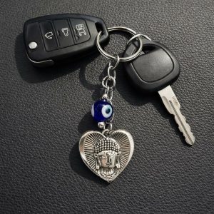 Buddha Evil Eye Heart Keychain for Car Keys, Bags & Spiritual Gifting