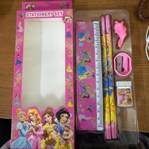 Kids Princess Stationery Set with 2 Pencils, Ruler, Eraser, Sharpener & Grip