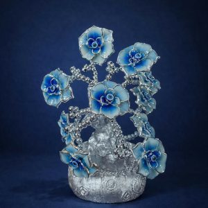 Silver Lucky Flower Tree Showpiece with Evil Eye Home Decor Statue