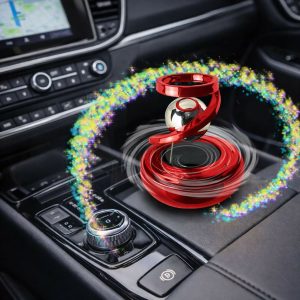 Red Solar Magnetic Rotating Car Air Freshener Aromatherapy Diffuser Decor