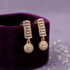 Elegant Gold Finish Stone Stud Drop Earrings for Women – Elegant Party & Festive Wear