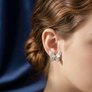 Elegant Crystal Butterfly Stud Earrings for Women And Girls
