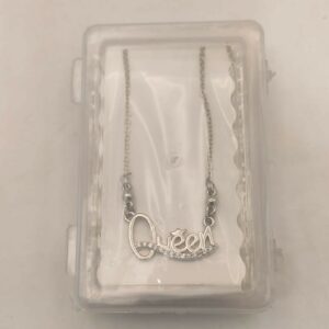 Dazzling 'Queen' Silver Tone AD Pendant Necklace for Women and girls