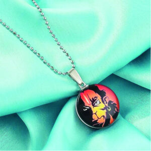 Glass Framed Orange Enamel Hanuman Locket Chain Pendant