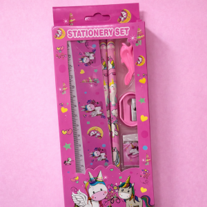 Kids Unicorn Stationery Set with 2 Pencils, Ruler, Eraser & Sharpener