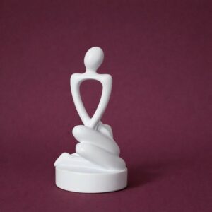 Abstract Sitting Man poly-resin Sculpture Modern White Showpiece for Home Decor