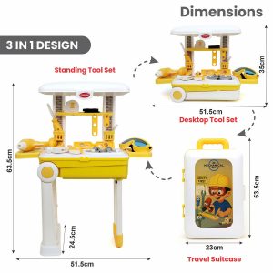 Aditi Big Plastic Luxury Tool Trolley Kit Toy with Briefcase and Accessories for Kids