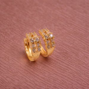 Elegant Gold-Tone Crystal Studded Hoop Earrings for Women