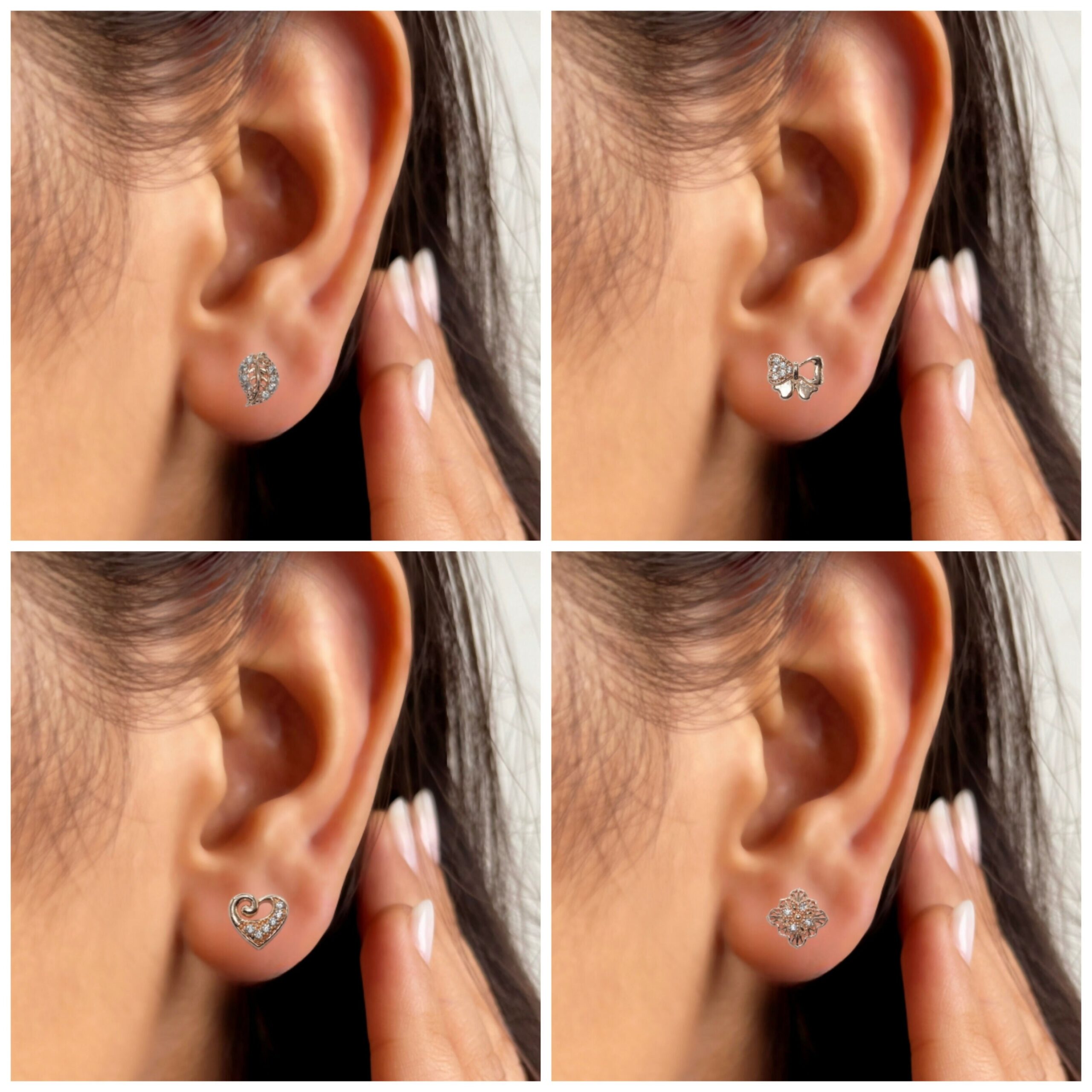 Rose Gold Plated CZ Stud Earrings Combo (4 Pairs) for women and girls - Image 3